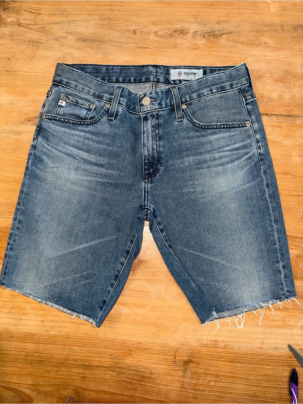 AG Adriano Goldschmied Raw Hem Bermuda Denim Shorts Size 27